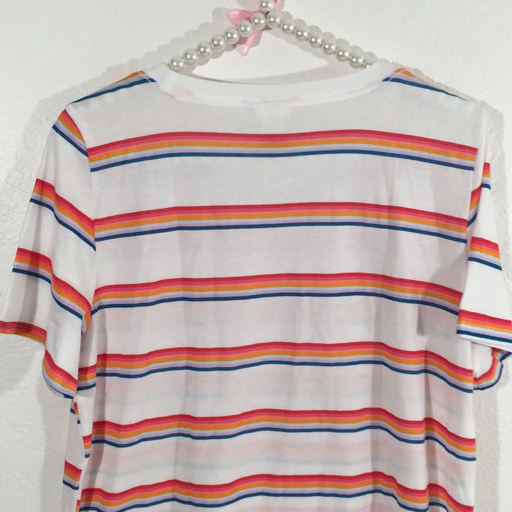 Pink Victoria’s Secret Crew Tee White Rainbow New - Picture 7 of 9
